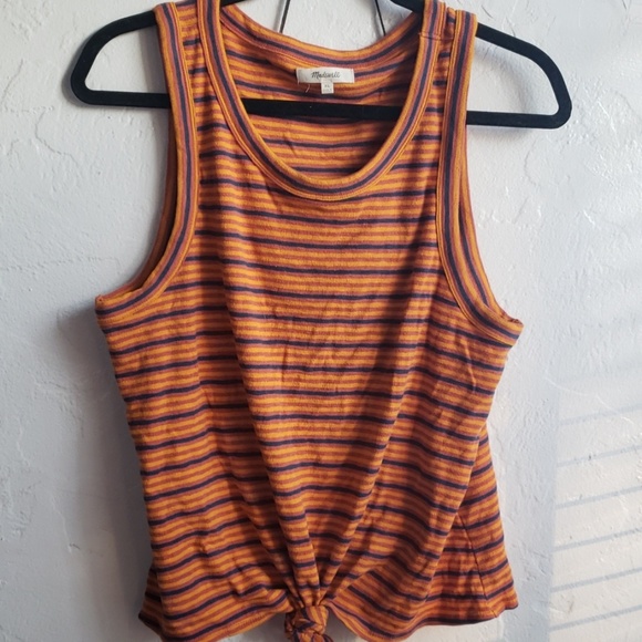 Madewell Knot-Front Striped Tank - Picture 2 of 4